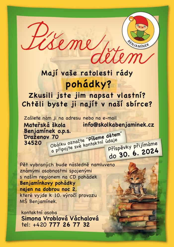 Pohádka ke čtení - Leták NapišteBenjamínkoviPohádku 01